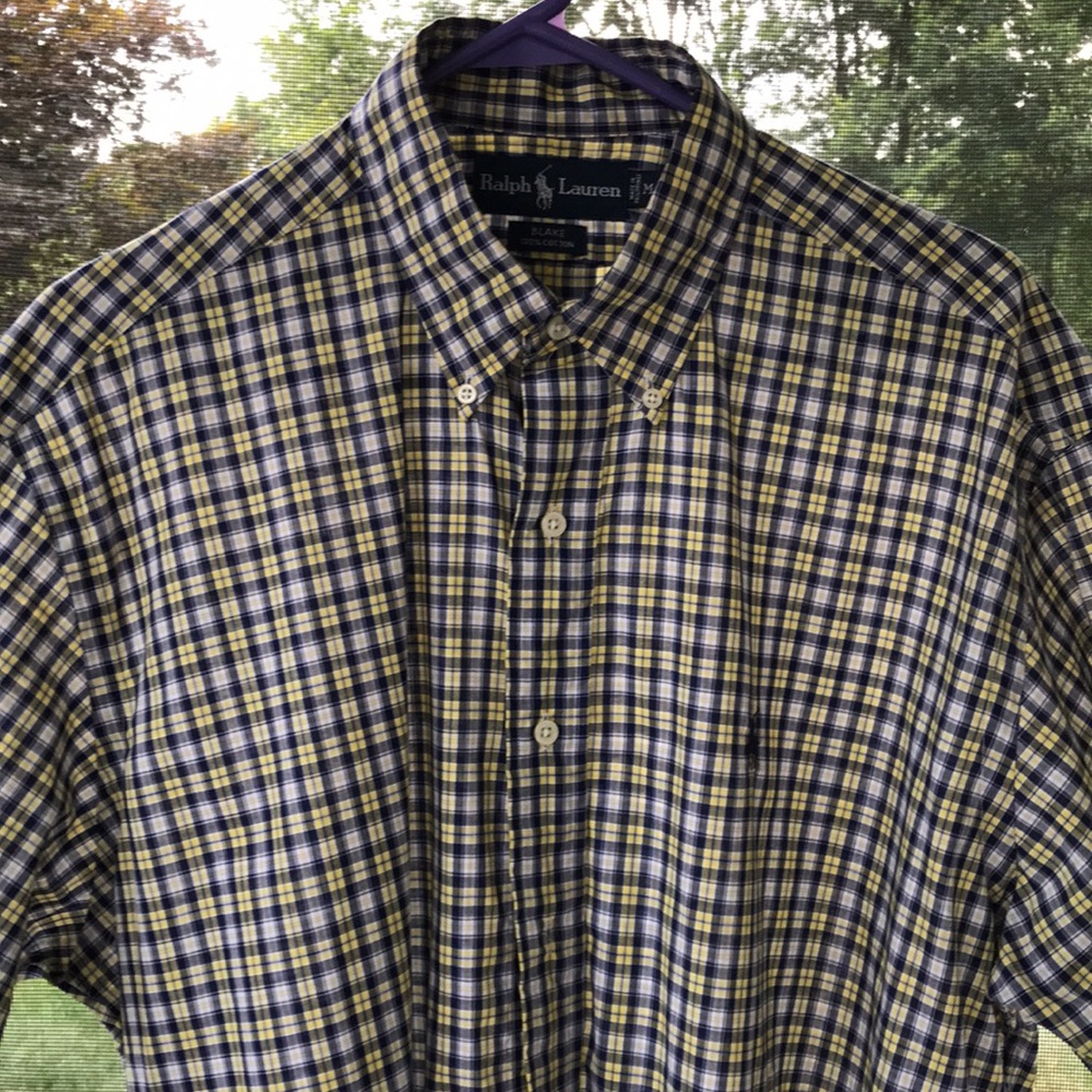 Polo by Ralph Lauren Men's Yellow and Blue Plaid Shirt Short sleeve